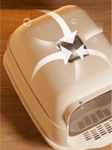 Große klassische vollständig geschlossene Katzentoilette 48 x 36 x 36,2 cm, abnehmbarer hochspritzwassergeschützter geruchsresistenter leicht zu reinigender Klapptop Katzentoilette, Haustier-Toilette, Streukescher inklusive