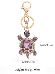 Cute Sea Turtle Keychain Lightweight Skeleton Design Full Colorful Rhinestone Inlaid Animal Turtles Charms Dangle Keyring Jewelry Metal Alloy Car Key Holder Handbag Backpack Ornament Accessories Gift For Friends