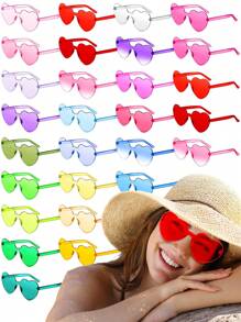 20 Stück/10 Stück herzförmige randlose Sonnenbrillen, Geburtstagsparty Gläser, klare farbige randlose Junggesellinnenabschied Party Hochzeit Hawaii Spiel Verkleidungsgläser