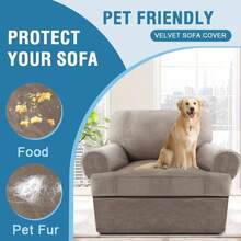 Sofa Cover 3 Piece T Cushion Loveseat Slipcovers Thick Velvet Couch Cover Stretch T Cushion Sofa Covers For 2 Cushion Couch With 2 Individual T Cushion Covers Washable, Stone Blue - 灰褐色 - 查看 7
