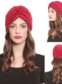 1 Stück Damen Einfarbige weiche Turban Mütze, bequem und atmungsaktiv, geeignet für den täglichen Gebrauch