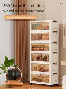 1pc 50cm/19.69in Width Foldable Storage Cabinet, Clothing Wardrobe Cabinet, Kitchen & Dining Tableware Cabinet, Kitchen Organizer Rack, Double Door Foldable Box, 1-6 Tiers Optional, Thick Double Door Rolling Storage Cabinet, Home Furniture Organizer Rack, Organize Clothes Toys Plastic Folding Storage Cabinet