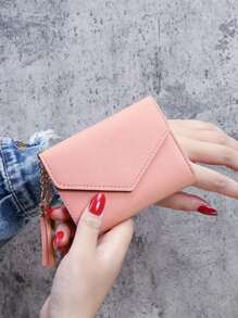 Portefeuille décoratif à pompon mignon, portefeuille multifonction  pour femmes. Petit portefeuille, porte-monnaie, porte-cartes, sac enveloppe pour femmes