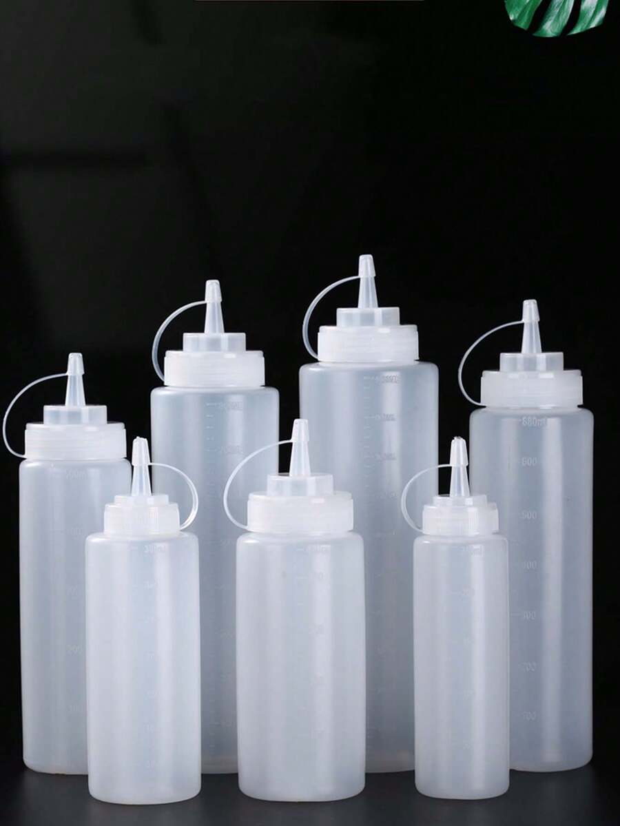 1PC 挤压酱料瓶，多种规格带刻度和盖子，沙拉瓶，番茄酱挤压瓶，尖嘴瓶