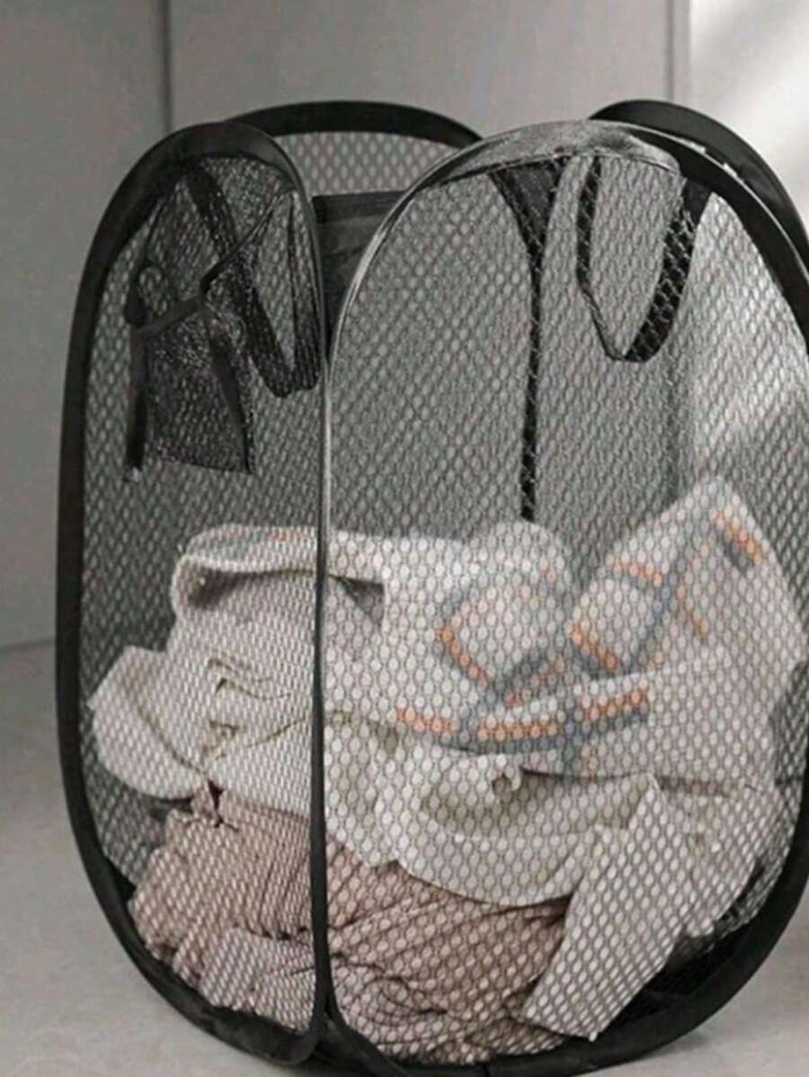 1 Foldable Mesh Laundry Basket, Breathable Dirty Clothes Storage Container, Toy And Miscellaneous Organizer Laundry Basket, Laundry Basket Bathroom Organizer, Basket, Storage Basket, Foldable Laundry Basin