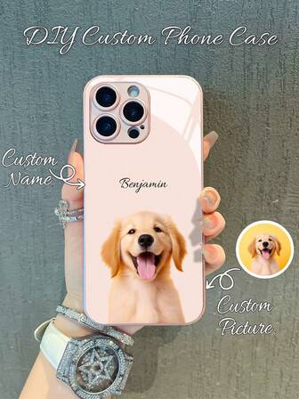 1 pieza Funda de teléfono de vidrio personalizable con diseño de gato y perro mascotas, compatible con Samsung S24 Ultra, S25 Ultra y compatible con iPhone 16 Pro Max, 15, 14 Plus, 13 Pro, 12 Pro Max, 11, Xs Max, 8, 7, 6 Plus. Regalo perfecto para amigos, padres, novios, novias.