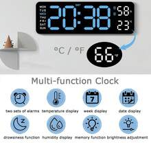 LED Digital Wall Clock Decorative, Digital Alarm Clocks For Bedrooms, Digital Clock Large Display With Temperature/Countdown/Auto Dimmer/Snooze - 12/24H, Modern Wall Clock Digital Light Set - White - View 5