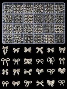 Silver Bow Nail Charms, 3D Alloy Bow Bowkont Nail Art Charms, Silver Bows Nail Art  For  Nails, Silver Bows Nail Art Charms, Bow Nail Jewelry For Nails DIY Y2K Kit