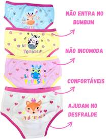 5 Calcinhas infantil de algodão / Qualidade Premium super confortável com forro 100% Algodão - Multicolorido - Visão 6