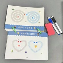 1set 32/128 Pages Thinking And Enlightenment Exercises Reusable Magic Practice Tracing Workbook With Control Training For Montessori Drawing Education.Free Wipeable Children's Toy Writing Stickers For Parent-Child Education, Suitable For Boys And Girls School, Student, Stationery, School Supplies School Supplies Toys For Boys, School Supplies, Toys, Kids Toys, Montessori Toys, Educational Toys