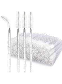 200 PIÈCES 100 PIÈCES 50 PIÈCES Baguettes de mascara jetables, brosses Spoolies en cristal pour extensions de cils, brosses pour les cils et les sourcils Spoolies, applicateur de baguette pour cils, kits de maquillage (blanc)