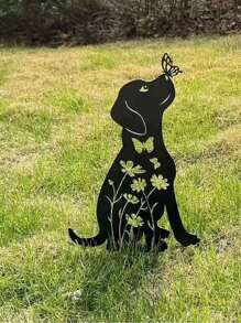 1 pieza Estaca decorativa para jardín, decoración de metal creativa de gato y perro lindos para el patio, para el hogar y la vida, al aire libre y jardín, decoración de patio y jardín, adecuado para: actividades al aire libre, eventos familiares, cumpleaños, bodas, fiestas, etc.