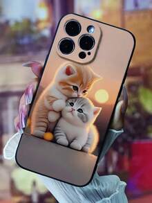 Tương thích với iPhone 16/15 Pro Max/16/16 Pro/16 Pro Max/16E, iPhone 14 cao cấp mới, 13 chống rơi, 12 mèo tình yêu, 11 tối giản, 8 Plus dễ thương, 7 cá nhân hóa, XR, XS ốp điện thoại mềm bảo vệ Unisex - màu đen - Xem 3