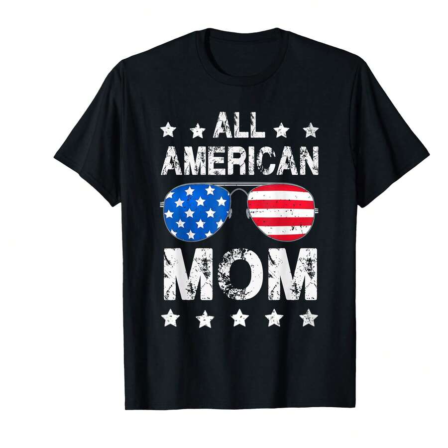 All An Mom 4th Of July Usa Family Matching Outfit T-Shirt}AL Valentine's Day Gifts - Black - View 1