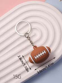 1/5Pcs Creative Football/Basketball/Volleyball/Rugby/Tennis Shaped Rubber Keychain For Girls, Suitable For Daily Casual Bags Accessories