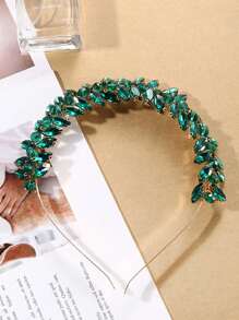 1pc Green Gem Headband, Bridal Hair Accessory, Women & Girls Headpiece For Wedding, Suitable For Daily, Wedding And Various Festivals Hairband Hair Hoop