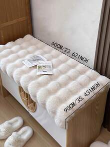 1pc Solid Fuzzy Anti-Slip Rug ,Room Decor