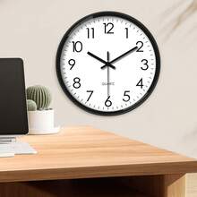 8-Inch Plastic Round Wall Clock, Battery Operated Quiet Non-Ticking Analog Wall Clock, Suitable For Living Room, Bedroom, Home Decor, Classic Household Art Decor, Kitchen, Office (Batteries Not Included) Room Decor Clock Wall Bedroom Decor Dormitory Decor Back To School School Decor School Surprise School Supplies - White - View 2