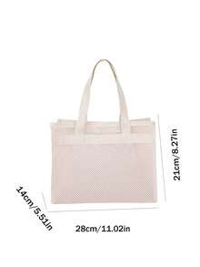 1个网眼手提袋，轻便网眼淋浴袋，带提手，可用作购物袋，缝边，纯色，可折叠，适合游泳和健身，大容量，便携式网眼沙滩包，是家庭旅行和度假的理想选择。 - 彩色 - 查看 9