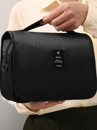 1pc Hang-Up Style Toiletry Bag, Made Of Polyester, Moisture Proof, Durable And Tear Resistant. Compact And Lightweight Design Takes Up Little Luggage Space, Perfect For Overnight, Travel Or Other Outdoor Activities. You Can Bring It Anywhere You Go. An Ideal Choice For Travel Essential.