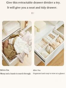 1pc Household TPR Non-Slip Adjustable Partition, Storage Box, Wardrobe Home Book Stopper, Drawer Organizer Divider