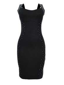 Fashion Sparkling Rhinestone Sleeveless Women's Dresses Birthday Party - Black - View 3