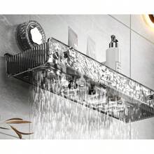 Strong Suction Cup Storage Rack, No Drill Movable Installation Bathroom Kitchen Organizer Rack, Non-Slip & Wall-Safe