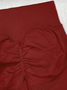 NcmRyu Solid Color Short Fitted Versatile Workout Training Fitness Shorts Sports - Red - View 6