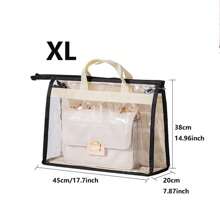 6 piezas de bolsas protectoras de polvo transparentes y no tejidas para bolsos, organizador de almacenamiento de bolsos con cremallera y asa, bolsa colgante para el armario, accesorios para bolsos