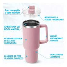 Vaso térmico termo de acero inoxidable calor y frío Morek 40oz vaso deportivo gran capacidad doble pared portátil mantiene temperatura viajes oficina resistente - Celeste - Ver 10