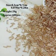 600pcs 2*7mm Magic Glass Beads, DIY Cross Stitch Beading Materials For Bracelet And Necklace - Gold - View 3