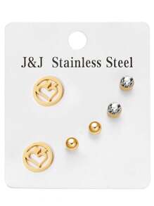 1 Pair Colorfast Infinite Symbol Animal Hollow Crystal Stud Earrings, Elegant Jewelry Set For Women