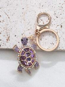 Cute Sea Turtle Keychain Lightweight Skeleton Design Full Colorful Rhinestone Inlaid Animal Turtles Charms Dangle Keyring Jewelry Metal Alloy Car Key Holder Handbag Backpack Ornament Accessories Gift For Friends