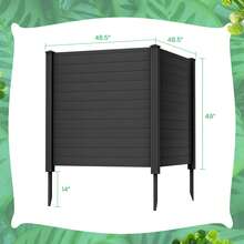Lifezeal 2 PCS Outdoor PVC Privacy Panels 2-Pack Picket Fence W/ 3 Cuspidal Foot Stakes - Black - View 8