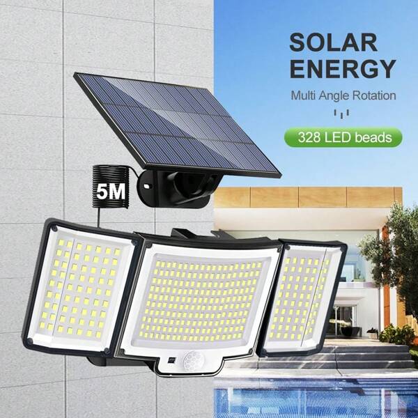 1pc Outdoor LED Solar Light With Remote Control & Motion Sensor For Yard, Patio, Balcony, Porch, Pathway Lighting