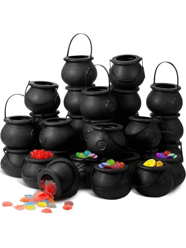 6/10 Stücke Mini Hexenkessel Teekessel Neuheit Süßigkeiten Kessel für Dekoration, Halloween Schwarze Kessel Süßigkeiten Halter, Hexenkessel, Kessel Topf Party Gunstgeschenke