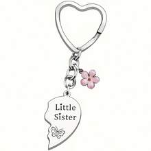 2pcs/Set Big Sis & Lil Sis Love Theme Keychain Set - 2 Stainless Steel, Perfect Sister Birthday And Christmas Gift, Matching Keychains