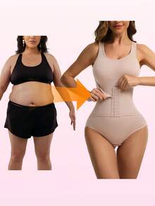 JUQDNX 3pcs Solid Tummy Control Bodysuit With Abdominal Control - Bodysuits For Women With Seamless Butt Lifting, Snap Crotch, Slimmer Body Shaping, Underwear & Postpartum Shapewear Features - 混合色 - 查看 4