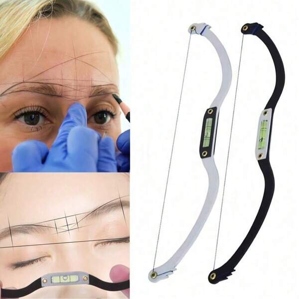 1pc Eyebrow Leveling Ruler - Arch-Shaped Brow Design Tool With Spirit Level For Symmetrical Eyebrow Mapping & Positioning [Ideal For Personal Use, Beauty Salons, Or Gifting] (Random Tape Color, Does Not Affect Usage)