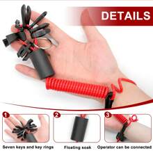 Universal Boat Lanyard - Comes With 7 Keys And Key Rings - Floats On Water, Kill Switch Cords For Watercraft, Jet Skis, And Outboard Engines (Red/Blue/Black)