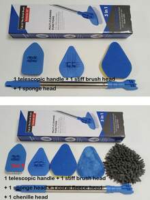 多功能浴室清洁刷套装，带可伸缩手柄，适用于清洁浴室地板、瓷砖、浴缸、游泳池和厨房地板，配有海绵头、硬毛和雪尼尔刷头