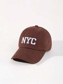 1pc Adjustable Outdoor Embroidered Letter Baseball Cap, Suitable For Spring And Autumn - Brown - View 3