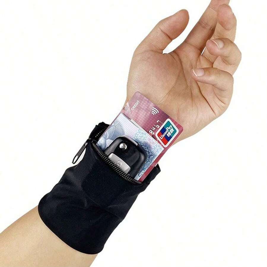 1/5pcs Pocket Wrist Pouch, Wrist Phone Holder, Ankle Wallet, Sweatband, Armband, Hidden Pocket, Travel & Outdoor Sports Running Wrist Bag - Multicolor - View 1