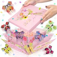 Caja de regalo en forma de cuadrado tipo Explosion Box 3D para empaquetar dulces y bocadillos, caja de papel para decoración de fiesta