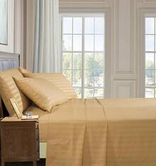 Elegant Comfort, Softest, Coziest 6-Piece Sheet Sets! 1500 Hotel Quality Luxurious Wrinkle Resistant Damask Stripe Bed Sheet Set, Black - Bedding 2025 - 駱駝/金色 - 查看 9