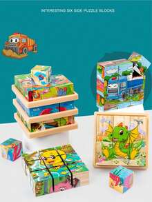 9-Piece Six-Sided Painting Children's Early Education Puzzle 3D Three-Dimensional Building Blocks Cartoon Puzzle Toys Boys And Girls Educational Toys Halloween Christmas Children's Gifts - Multicolor - View 5