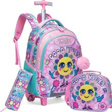 3PCS Rolling Backpack For Girls Kids Backpack With Wheels Roller Backpack With Wheels Set For Elementary Students Carry On Luggage Bookbag The Best Gift For Girls - Multicolor Girls Trolley Bag 176 - View 20