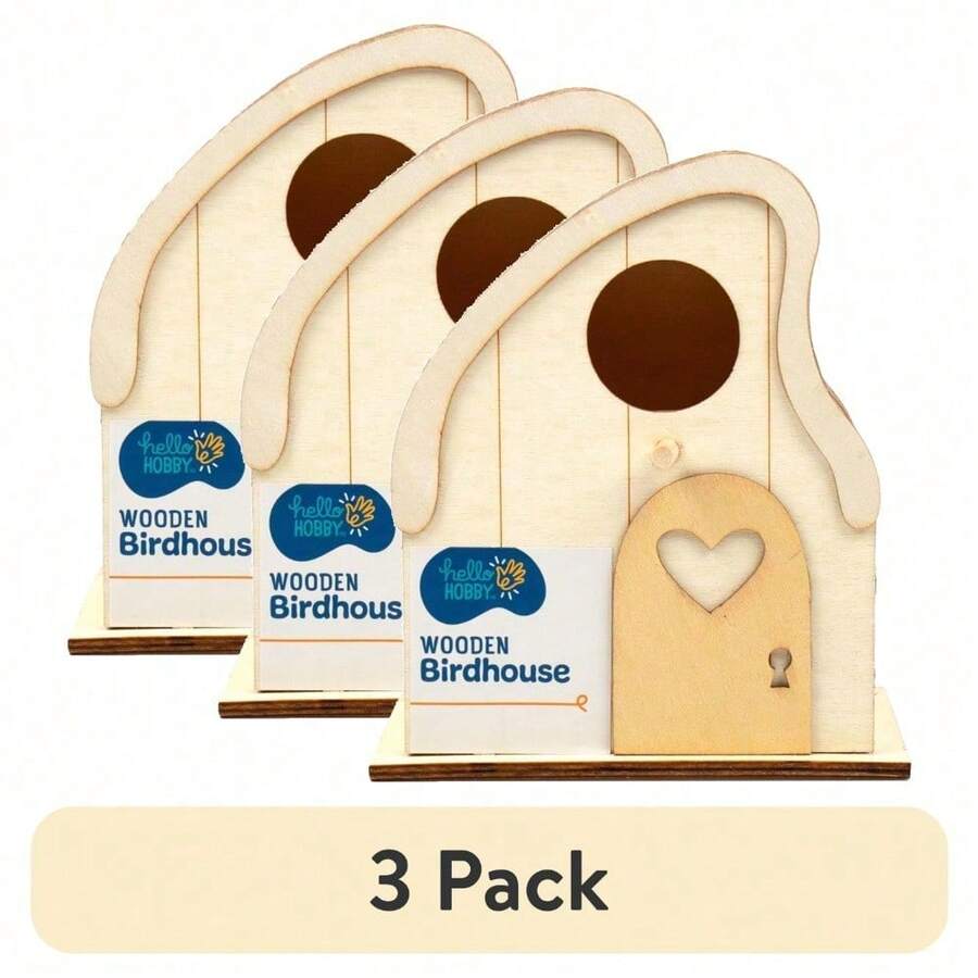 (3 Pack) Hello Hobby Wooden Birdhouse - 3 - View 1