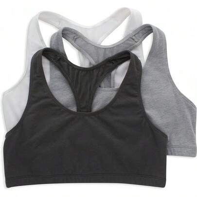 Women's Racerback Cotton-Back Bralette Set Of 3, Comfortable