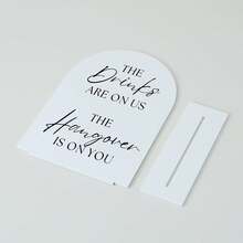 1pc Gold/White Acrylic Dessert Bar Tabletop Sign - Arched Acrylic Wedding Signage And Base | Dessert Bar Arch Sign For Wedding And Party - Multicolor - View 8